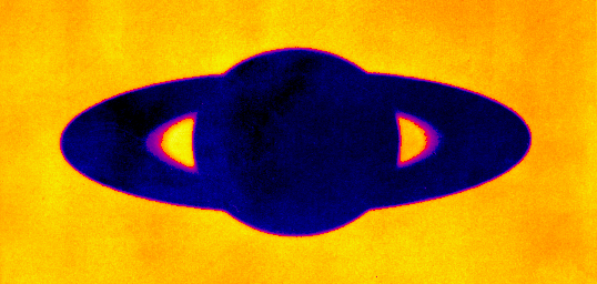 cliché du contretypage de Saturne, en fausses couleurs